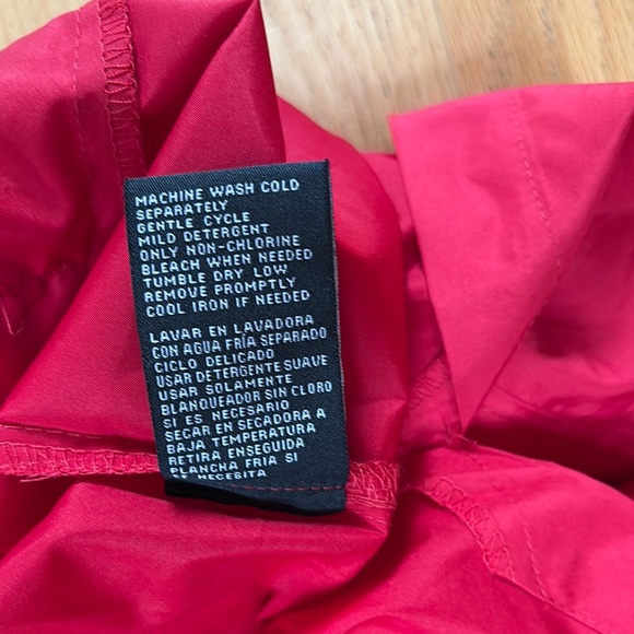 Jones New York Red Rain Jacket Parka in a Pocket with Hood Medium - Picture 11 of 15